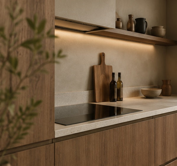 Detail van houtfineer keukenfronten van House of Fronts