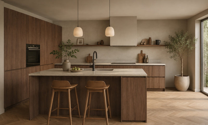 Keuken met houtfineer deurfronten van House of Fronts
